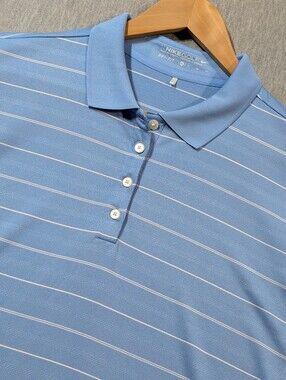 Nike Golf Striped Polo Shirt Women's XL Blue White Dri-Fit